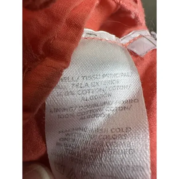 LOFT Ann Taylor Dress Women 2P Mini, Eyelet, Embroidered Peach Coral Lined - Picture 14 of 14